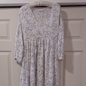 Michael Stars Gauze Midi Dress white/black floral size M